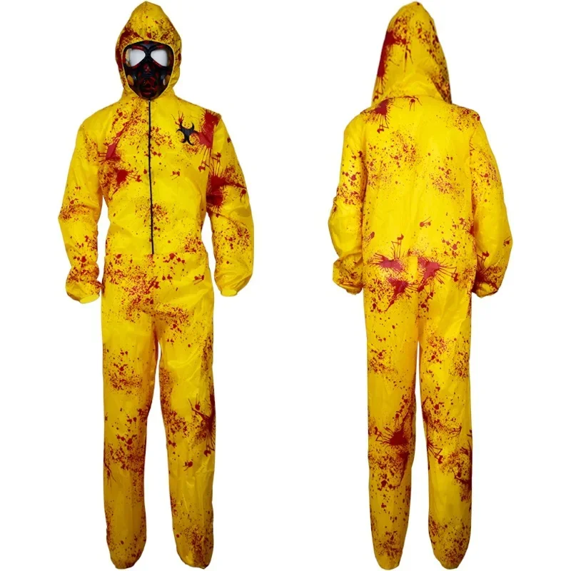 Costume d'Horreur Zombie à Fréquence de Marche, Catsuit d'Halloween, Tenue Effrayante pour Adultes, Garçons et Enfants, Combinaison à Capuche Sanglante pour Hommes et Femmes