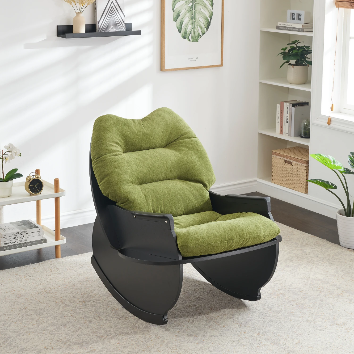 

Green Rocking Chair, Single Seat, Casual Comfort for Balcony, Suitable for Seniors, Children, Adults