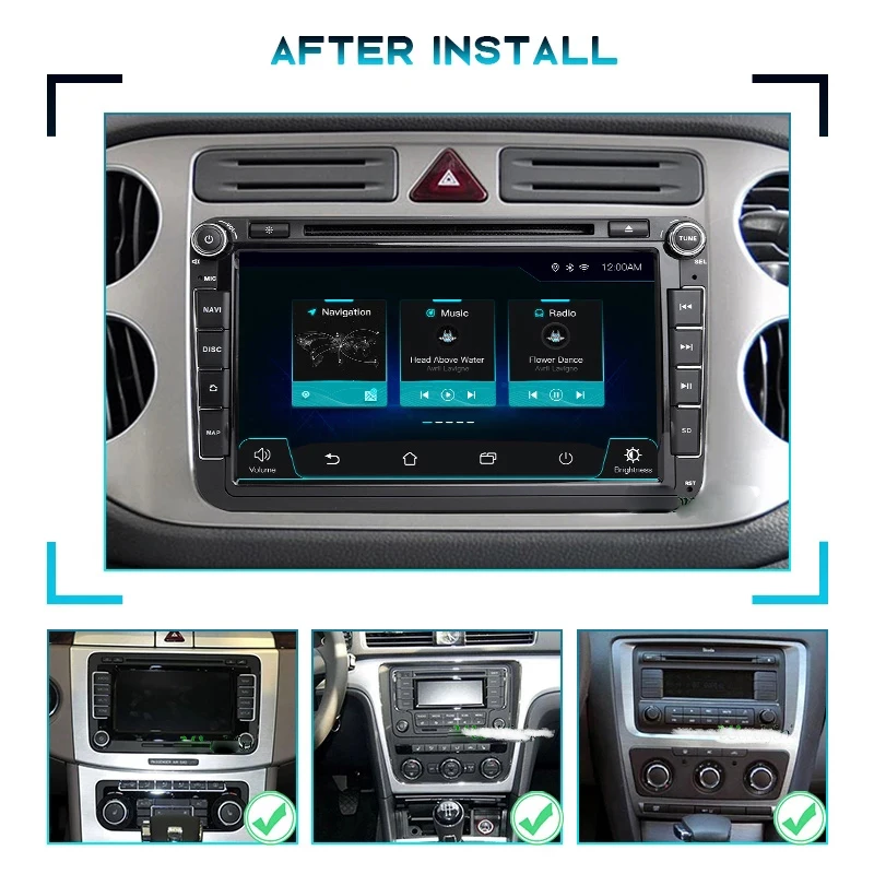 Autostereo Carplay 2din Android 11 Car Radio For VW Volkswagen Golf Polo Skoda Octavia Tiguan Passat GPS Stereo 8+128G Bluetooth