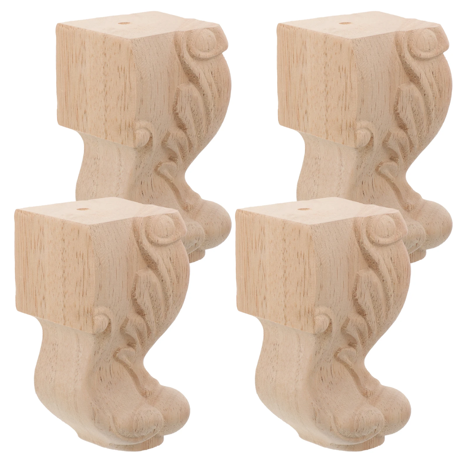

4pcs European Style Solid Wood Furniture 10x5.5cm Carved Replacement for Table Shoe Cabinet Dresser Sofa Chair Legs for Home