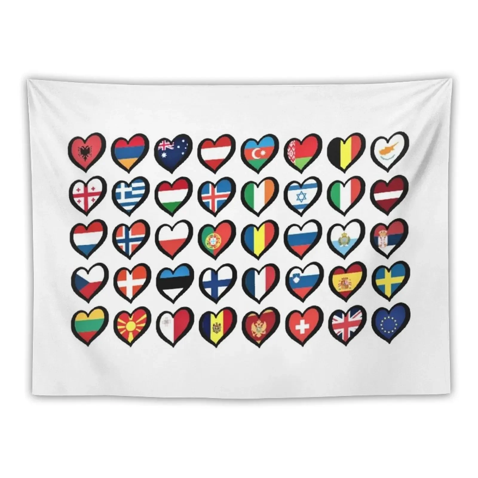 

Eurovision Song Contest Flags Hearts ESC EBU Eurofans Tapestry Mushroom Room Decoration Accessories Tapestry