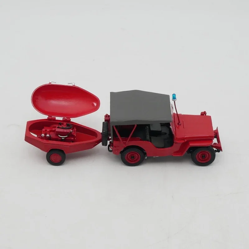 Diecast ixo 1:43 escala willys jeep reboque bomba motor de fogo francês liga modelo carro brinquedo colecionável presente lembrança exibição