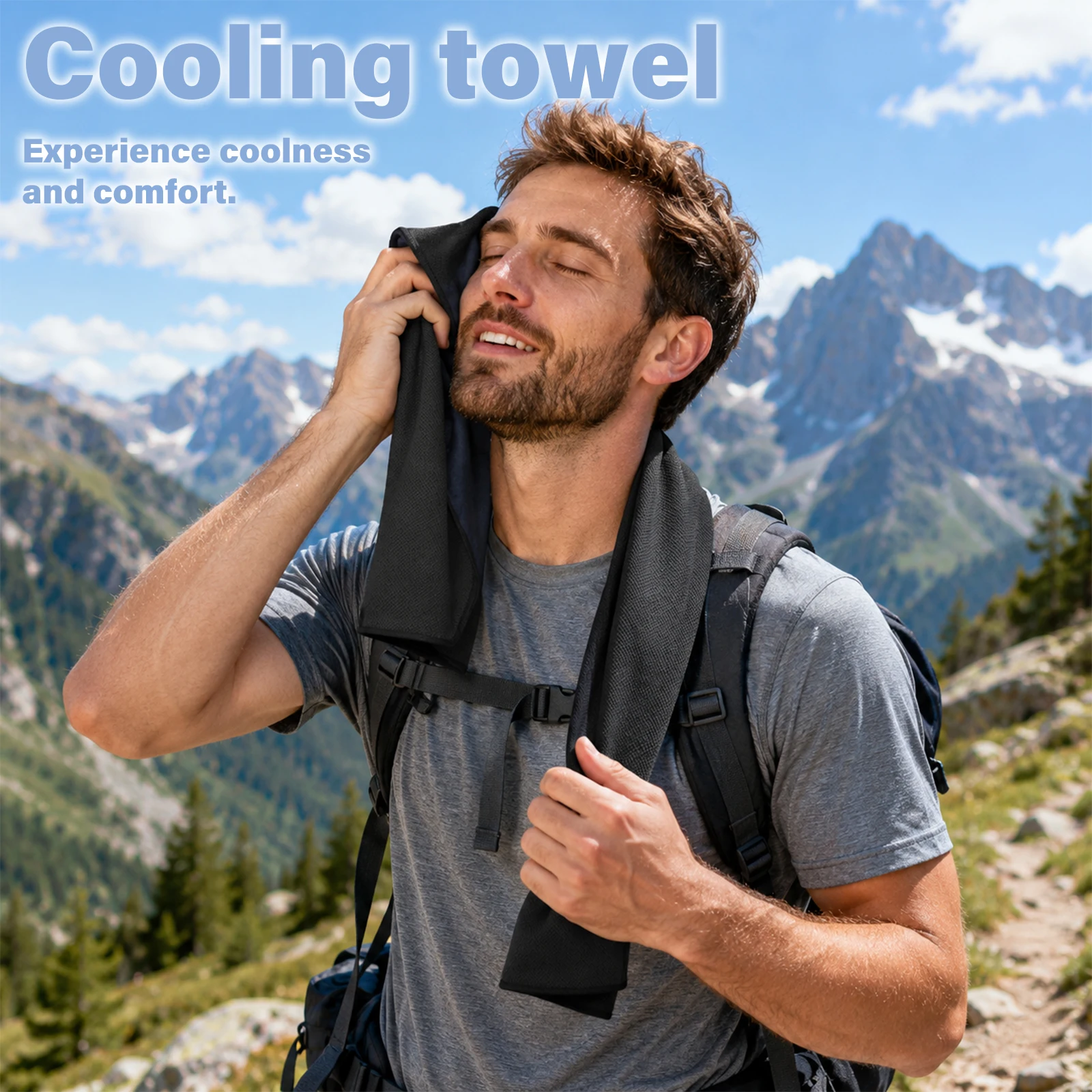 30x80cm Bird-Eye Texture Cooling Sports Towel Lightweight Instant Chill Evaporative Sweat Towel Chilly Neck Wrap for Sports