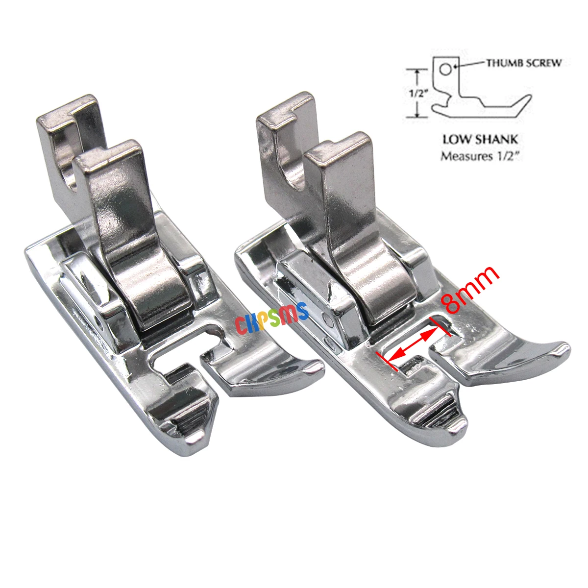 2PCS Presser Foot #55614 Universal Low Shank All Purpose Metal Zig Zag 8mm Slot