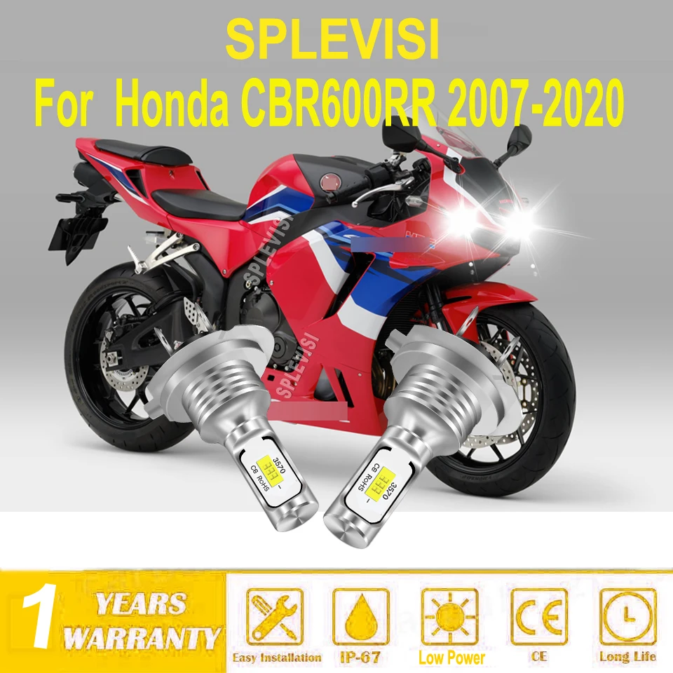 

motorcycle led white 6000k headlight H7 Direct Put In Original Hoursing For Honda CBR600RR 2007 2008 2009 2010 2011 2012-2020