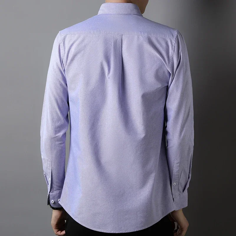 New in shirt 100%cotton oxford long-sleeve shirts for man slim fit formal plain shirt fashion plaid strioed office white clothes