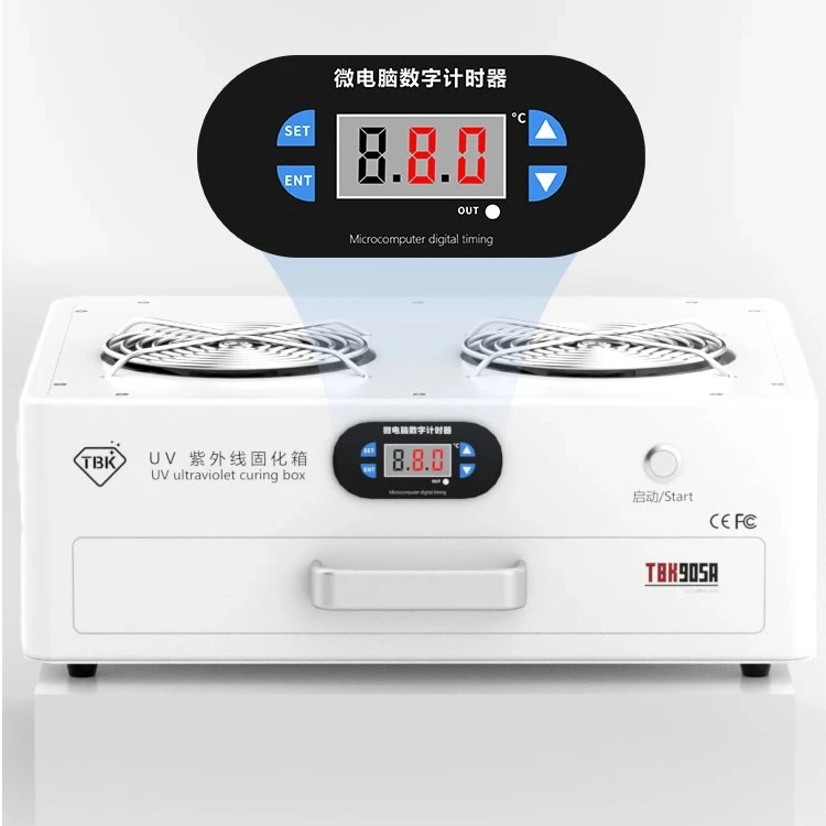 

TBK 905A UV Curing Box 365nm Professional Phone Screen Repair Tool for LCD, OLED & Curved Glass with Fast UV Glue Drying