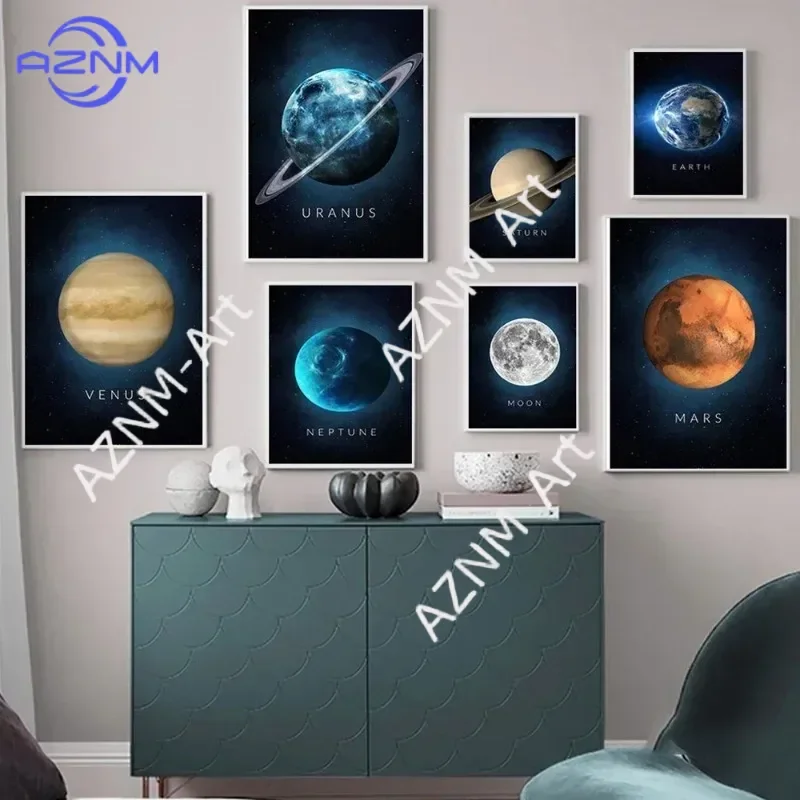 Sun Venus Pictures Painting Nordic Posters for Living Saturn Mars Earth Pluto Planet Wall Art Canvas and Prints Wall Room Decor
