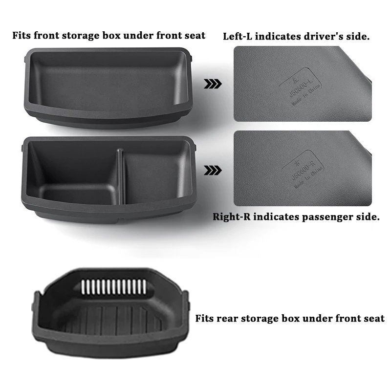 Under Seat Storage Box For Tesla 2026 Model YL 6-Seat TPE Drawer Front Rear Seat Lower Organizer Tray Car Interior Accessories