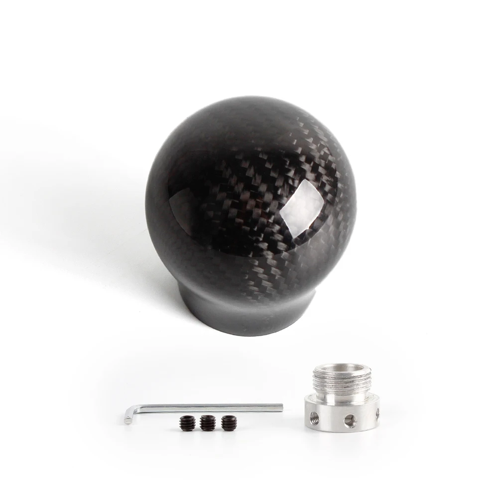 Universal Carbon Fiber Gear Shift Knob Manual Transmission Gear Stick Head Shifter Lever Handle With Limiter Adapter SFN135
