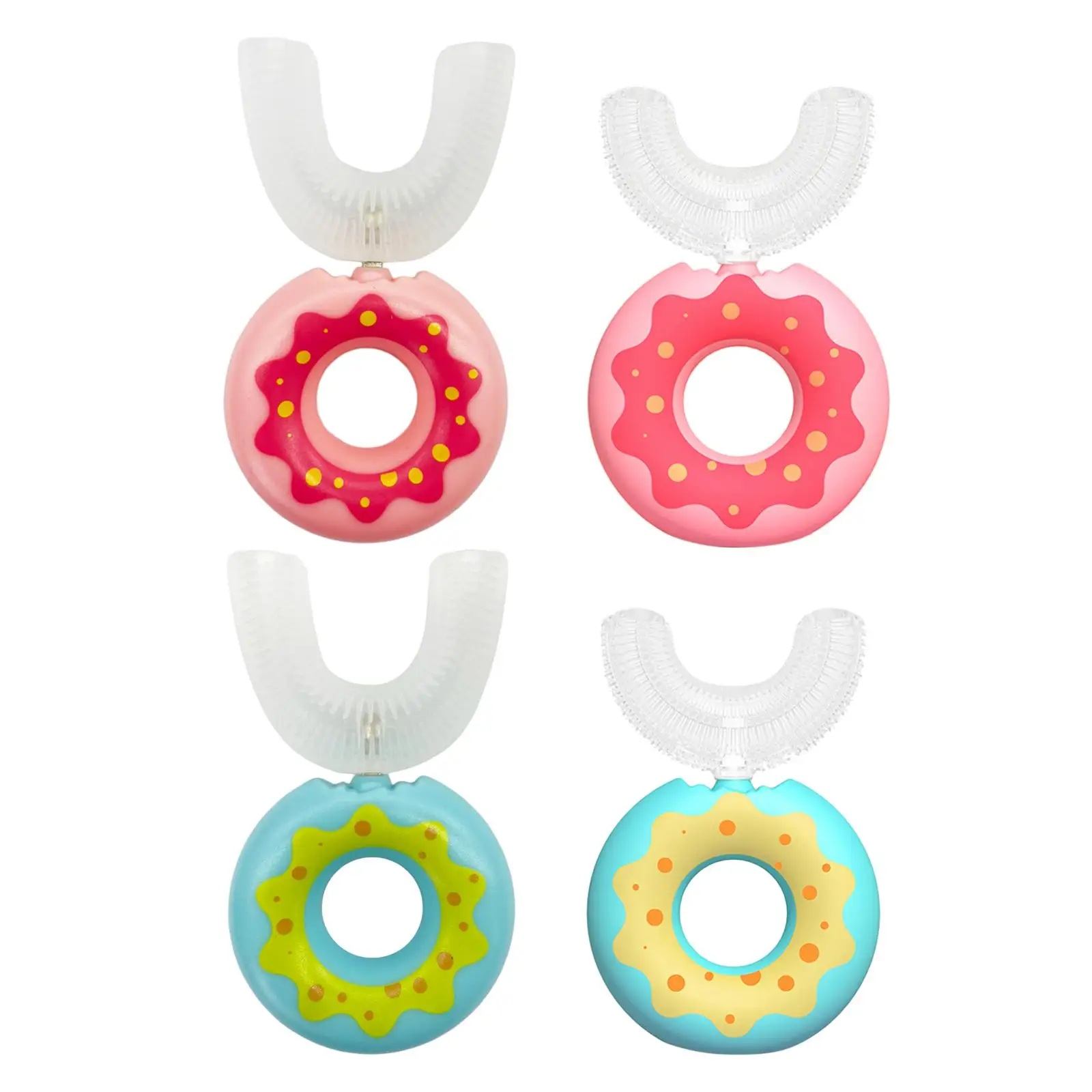 Donut U Shaped Kids Toothbrush 360 Degree Oral Cleaning Food Grade Silicone