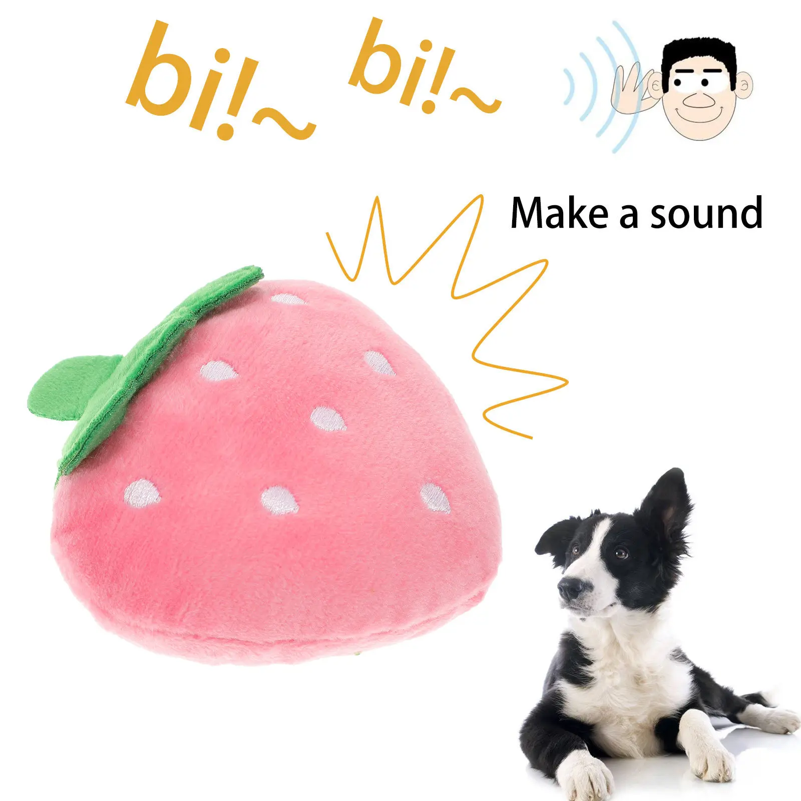 Pet Squeaky Strawberry Dog Bite Chew Sound Interactive Training Puppy Play Random Color Dog Training Pet
