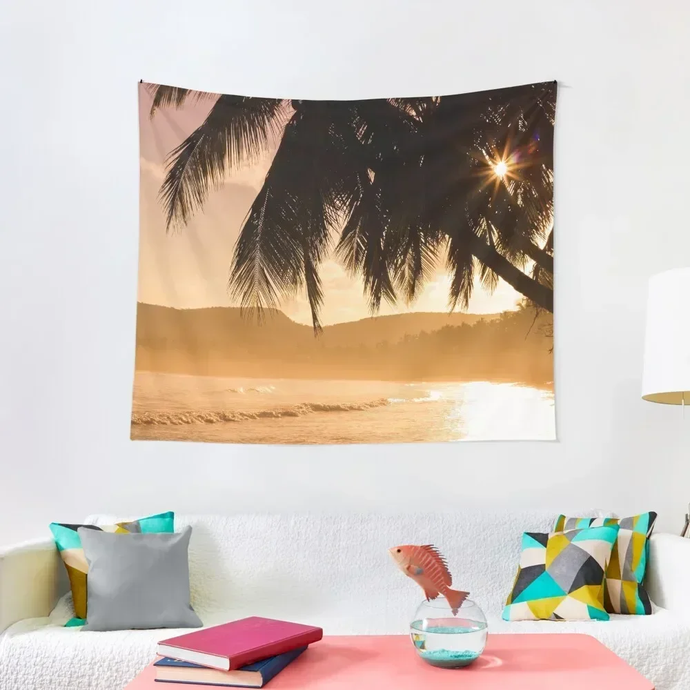 

Perfect tropical palm tree island sunset Tapestry Christmas Decoration Decoration For Bedroom Tapestry