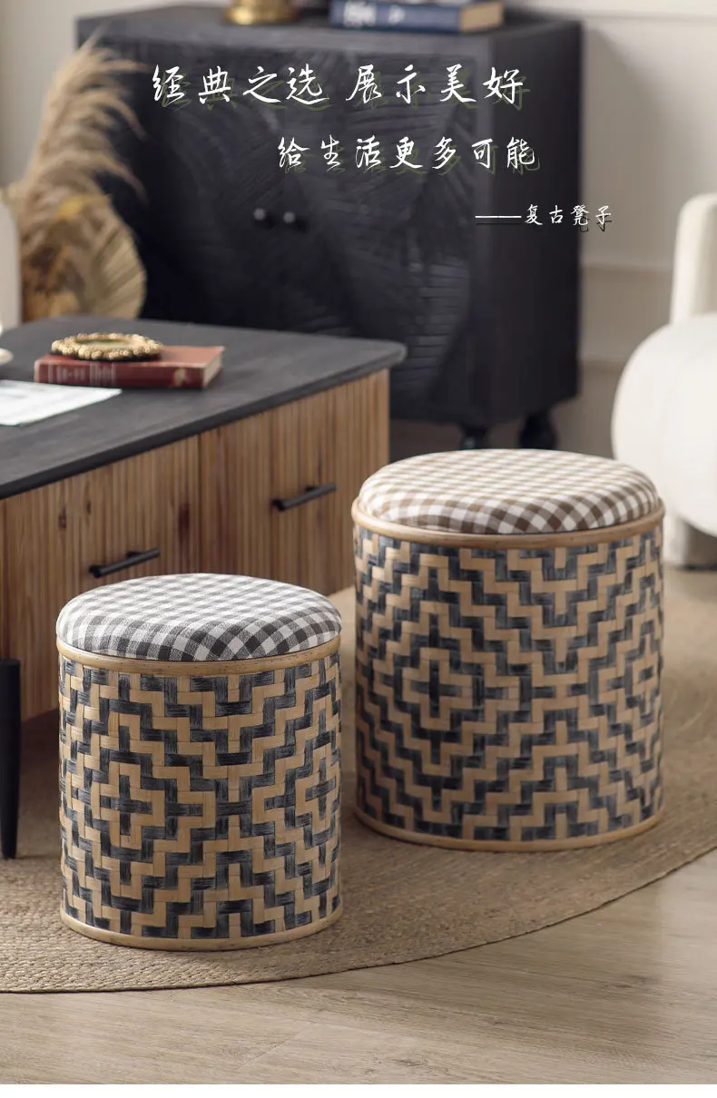 European shoe changing stool can store small stools, solid wood low stool, fabric sofa stool, household storage door pedal stool