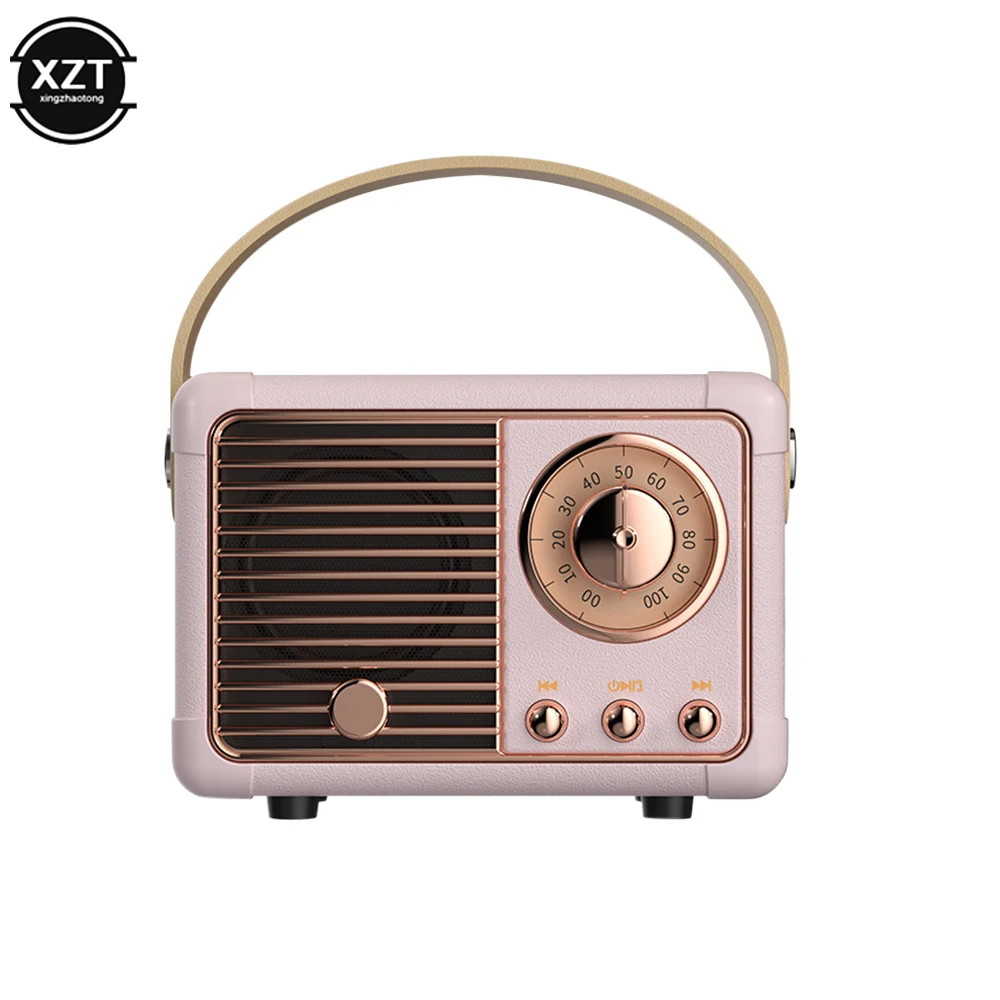 Novelty Mini Retro Hifi Stereo Bluetooth V5.0 Speaker Portable Wireless Vintage Speaker 3W Full-range 50hz-20khz Music Player