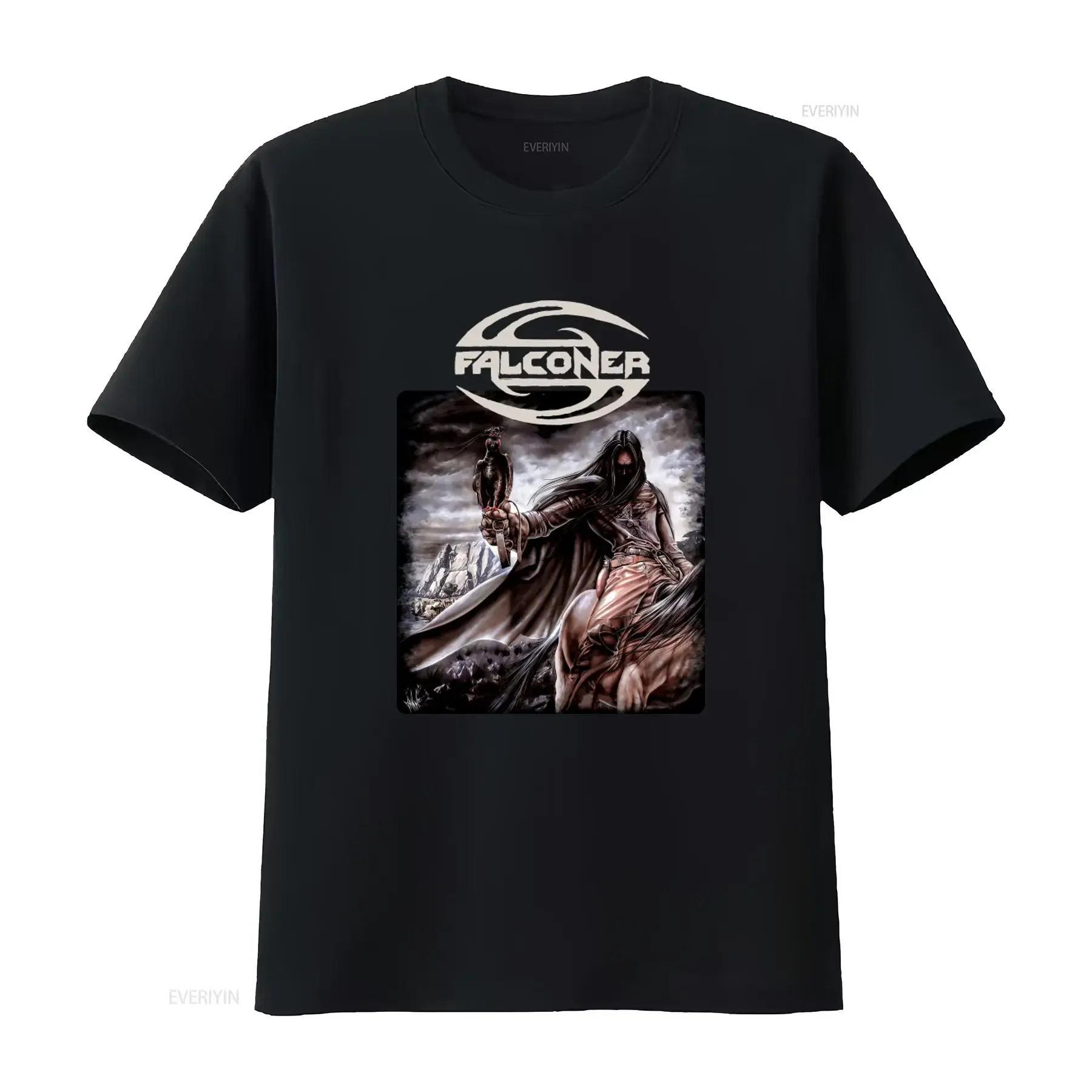 Camiseta de la banda de metal sueca NWT Falconer, tallas S-5XL, diseño único de halcón, estilo vintage lavado, unisex, elástica