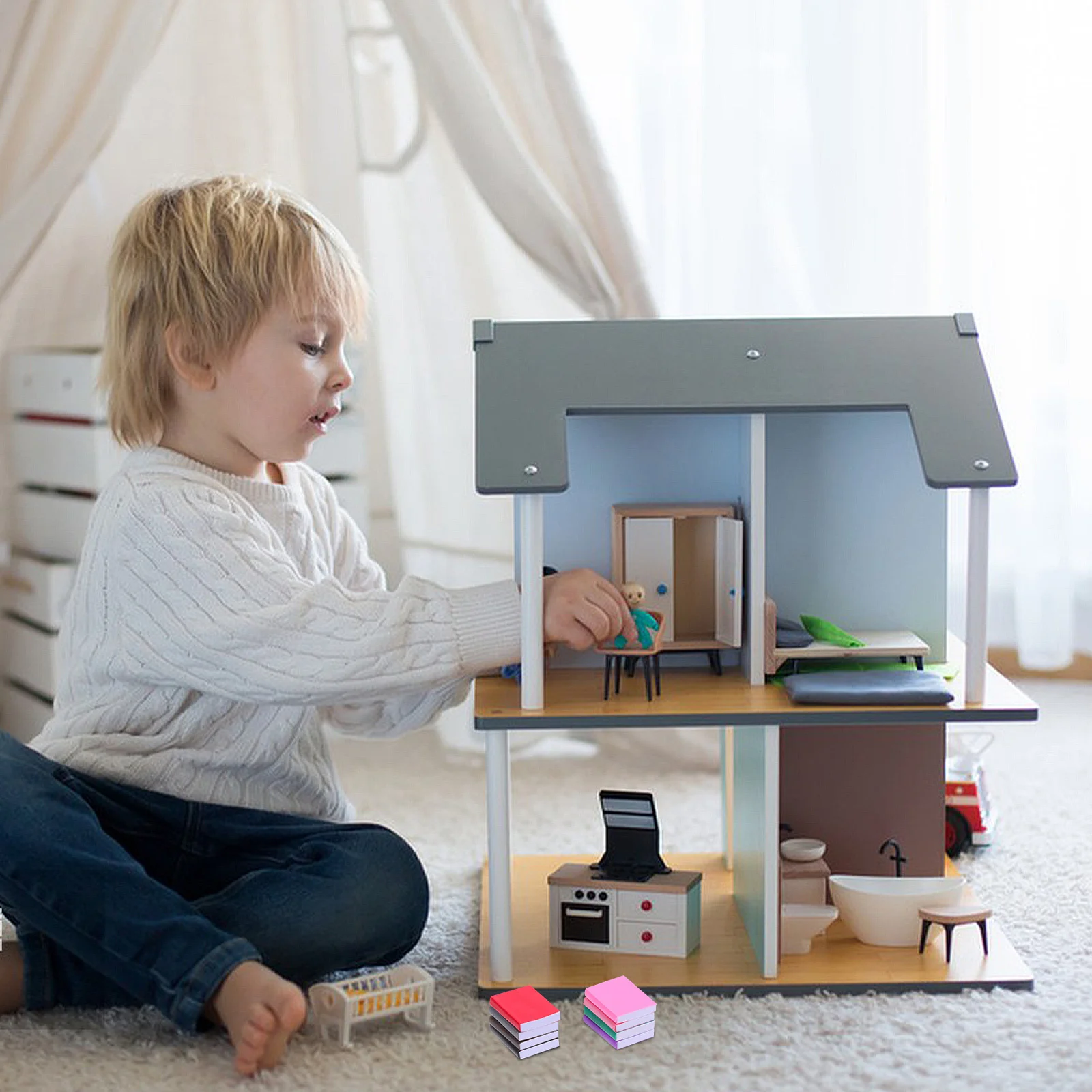 

16Pcs Miniature Blank Books 1:12 Scale Miniature Library Books for Creative Projects Dollhouse Book Dollhouse Blank Book