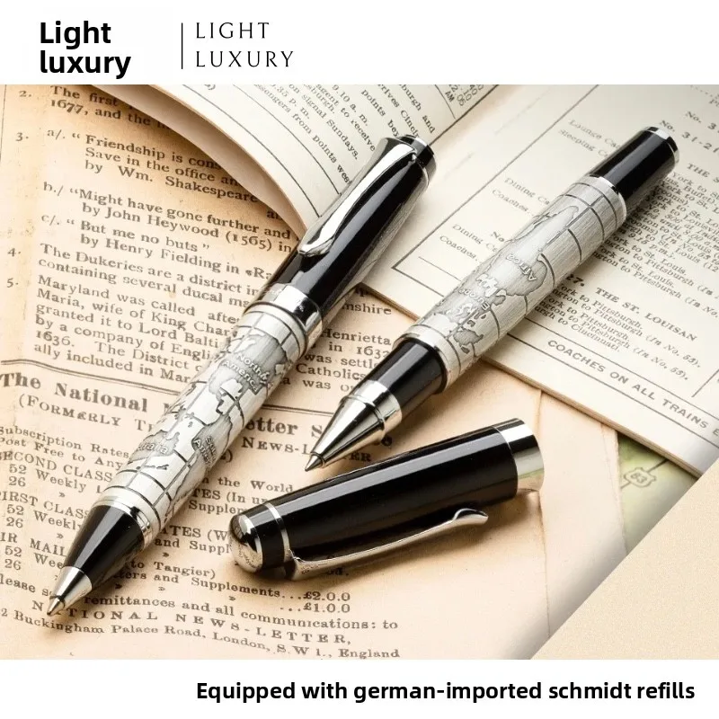 Benovel/Benove Ancient Silver World Map Neutral Pen Electroplating Genuine Silver Hand Drawing Business Office Signature Pen