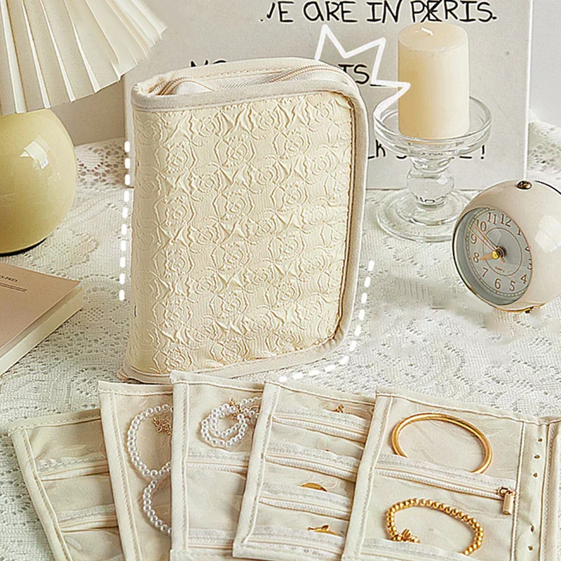 

Книга для хранения ювелирных изделий с отрывными листами, прозрачная сумка на молнии, ожерелье, папка для колец, книга для хранения, роскошные замшевые карманы с розовым узором