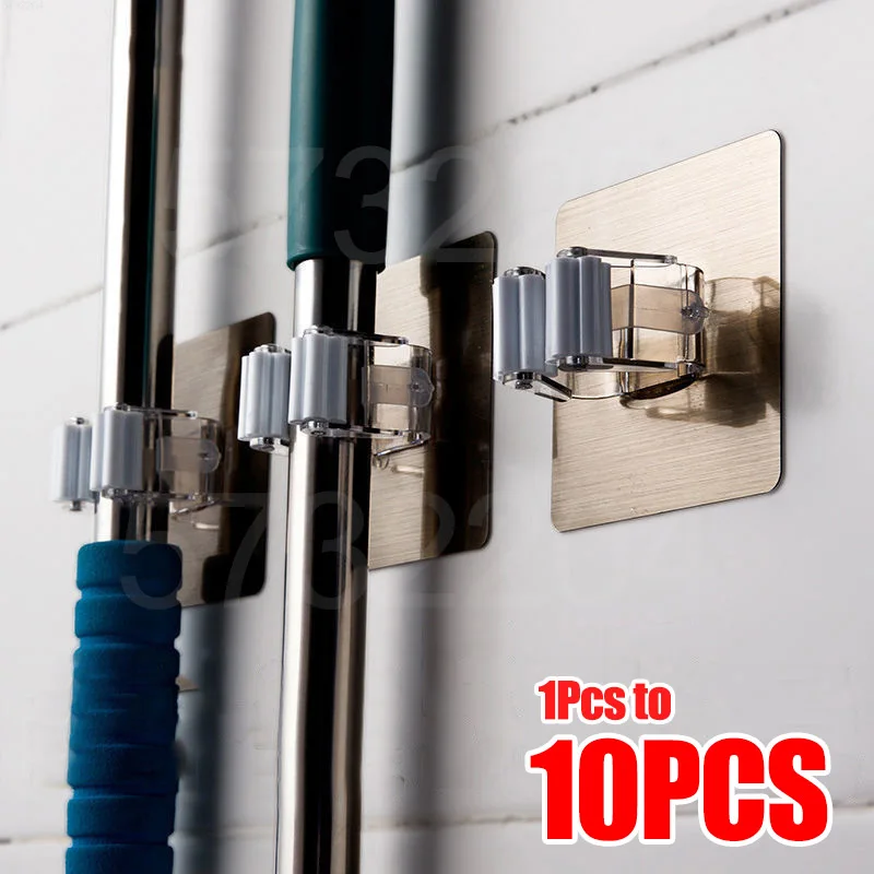 Wall Mounted Mop Organizer Holder Brush Broom Hanger Home Storage Rack Bathroom Suction Hanging Pipe Hooks Household Tools Home