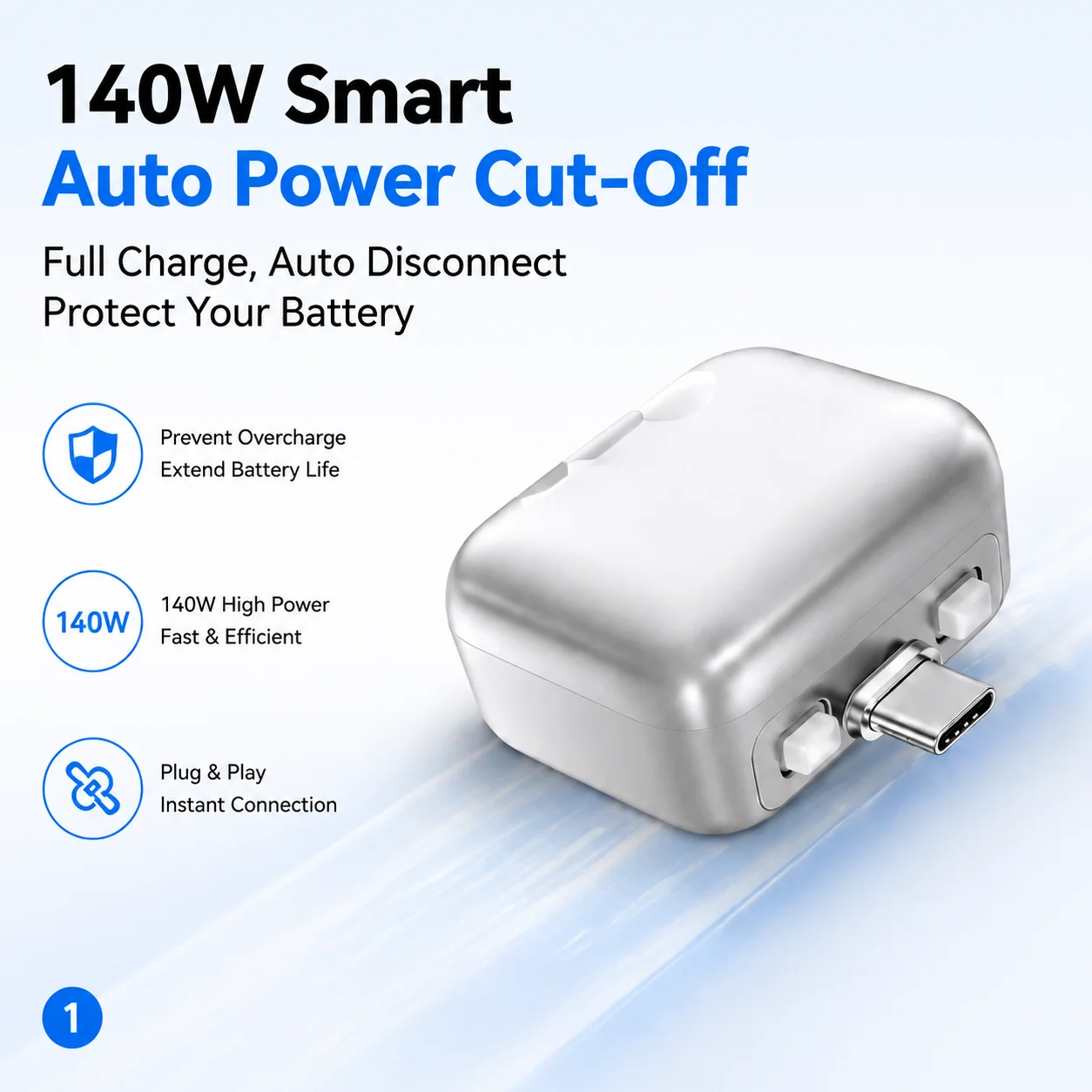 Automatic separator for mobile phones and other products to prevent overcharging, physical automatic power-off, 140W fast chargi