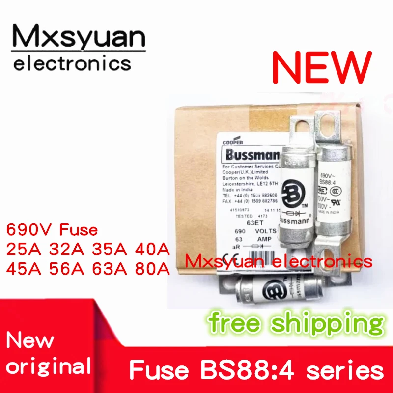 

5pcs/lot Fuse BS88: 4 25ET 25A 32ET 32A 35ET 35A 40ET 40A 45ET 45A 56ET 56A 63ET 63A 80ET 80A 100A 690V FUSE 100% New original