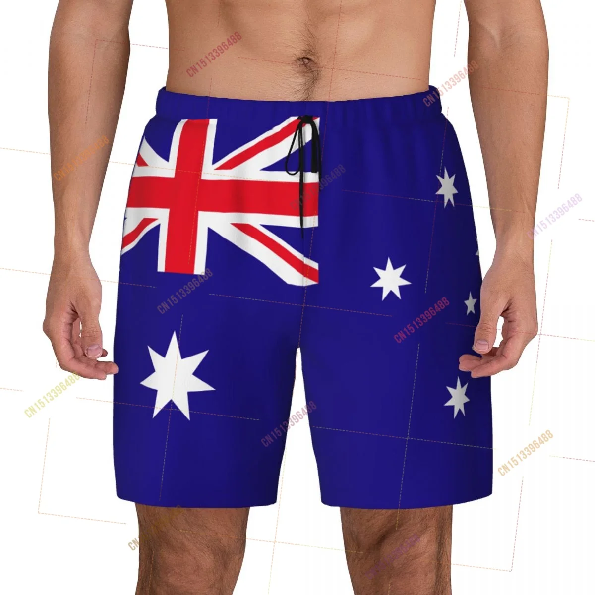 2026 Australia Flag Top Print 3D Mens Swimming Trunks Hawaiian Bathing Beach 2 in 1 Quick-Dry Summer Swim Shorts With Pockets