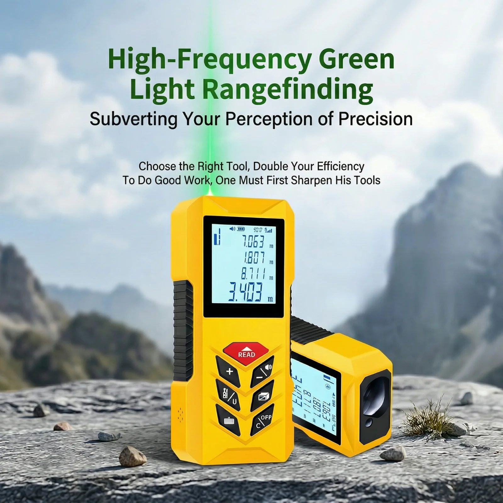4-in-1 Green Laser Distance Measurer 100m High-Precision Digital Tape Measure Set Rechargeable Dual-Axis Electronic Angle