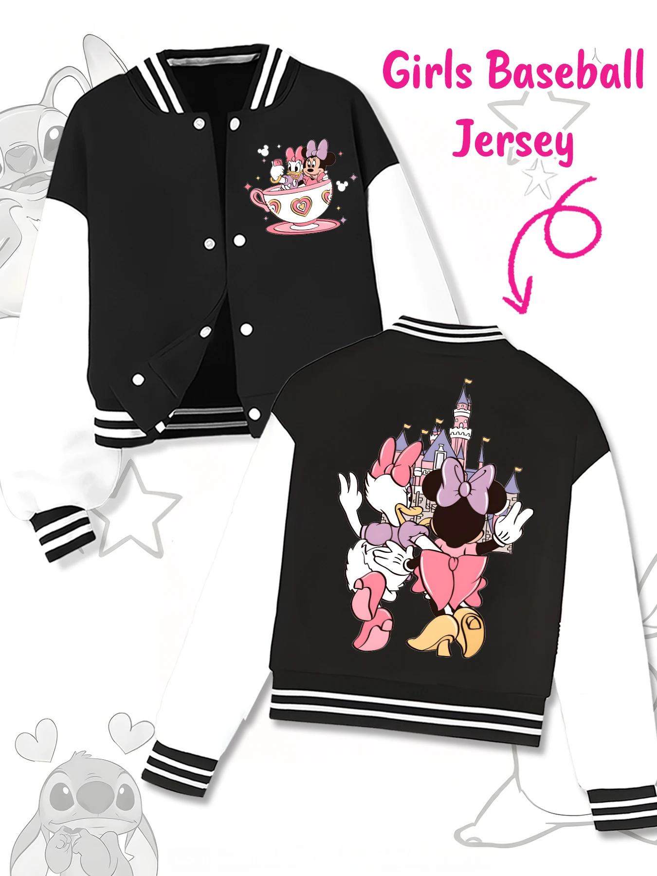 Модная бейсбольная куртка Disney, подходящая для повседневной спортивной и повседневной одежды, с принтом милого рисунка Минни, хороший подарок.