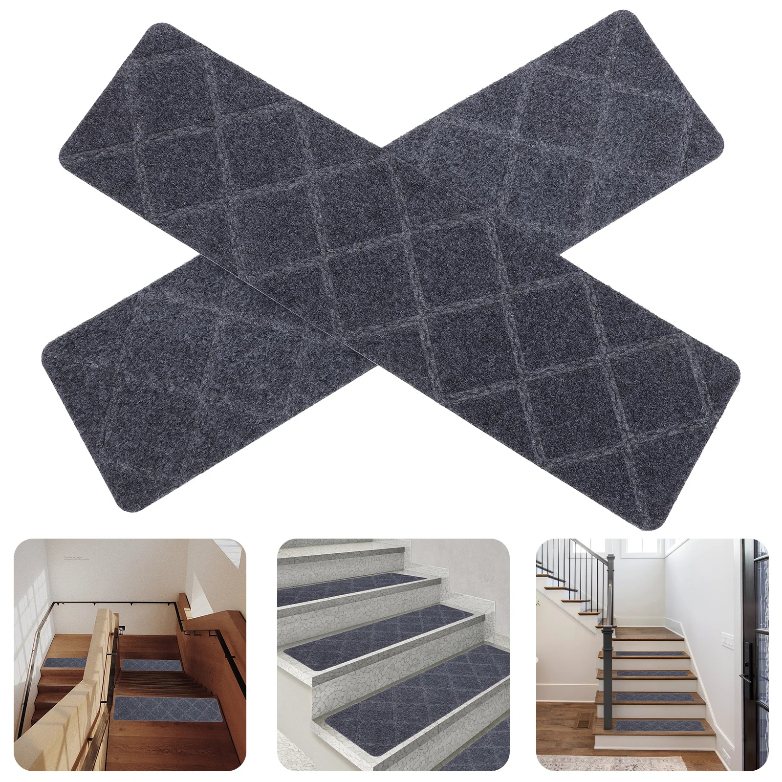 

4Pcs Anti-Skid Stair Treads Step Mats Polyester Material Non-Slip Design Reusable for Home Stair Treads Step Mats