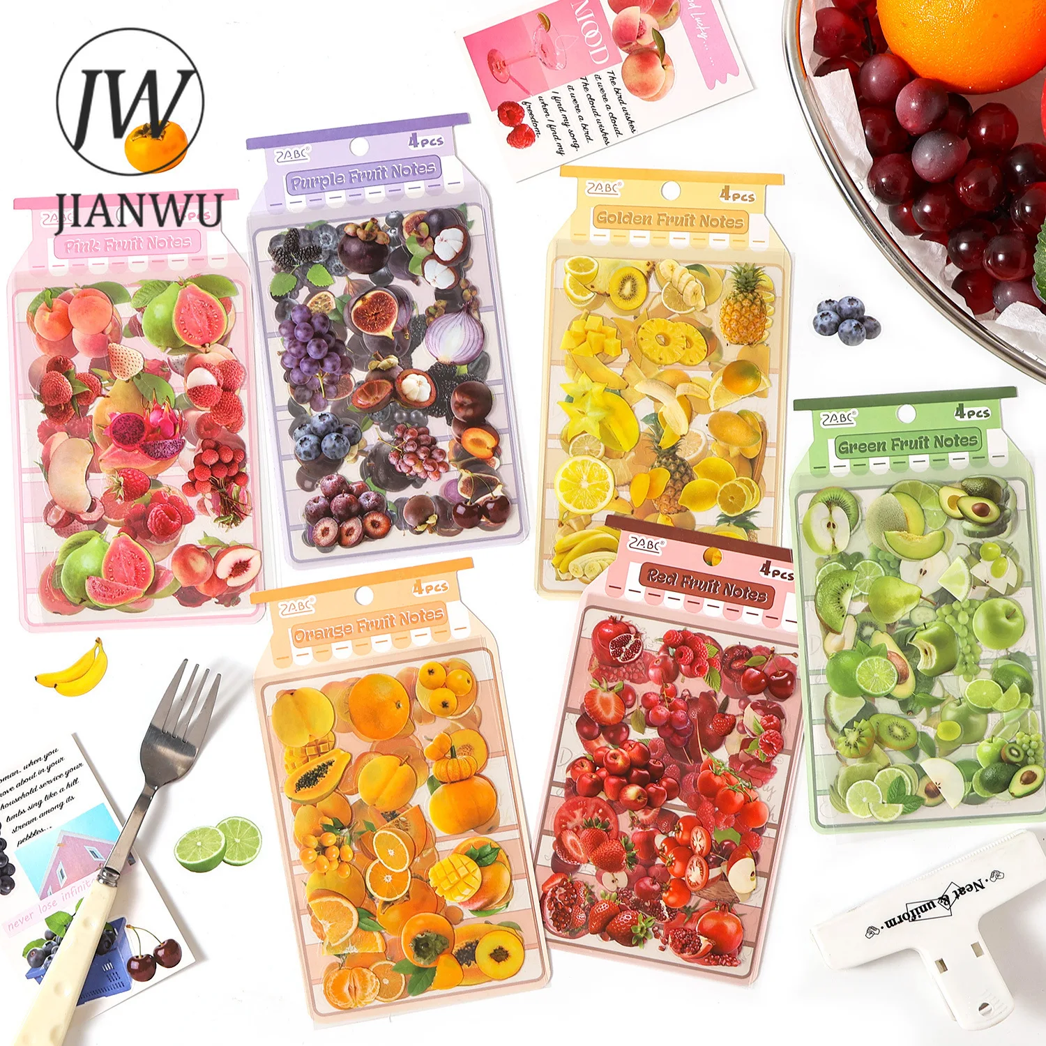 

JIANWU Fruit and Light Series Vintage Fruit Landscape Material Collage Scrapbooking PET Sticker Creative DIY Journal Stationery