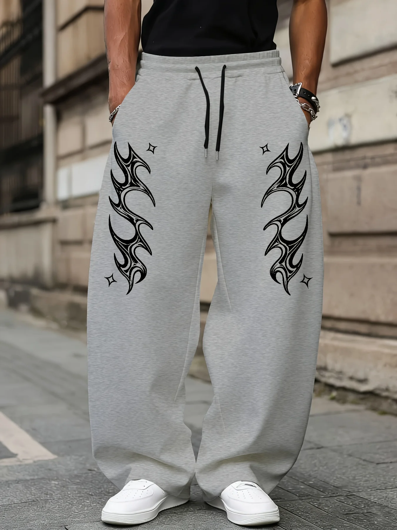 

Men's Versatile Solid Color Drawstring Loose Casual Sports Trousers, Spring and Autumn Men's Outdoor Home Casual Trousers