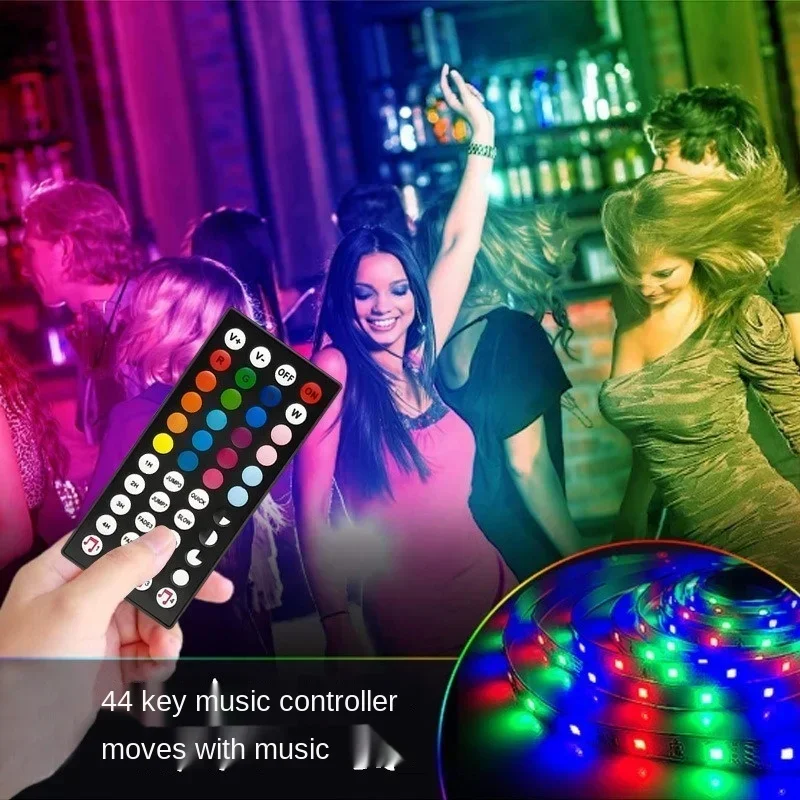 RGB 5050 Neon USB Room Decor Music Mode TV Background Bluetooth LED Lights 44 Keys Remote Tape Bedroom Decoration