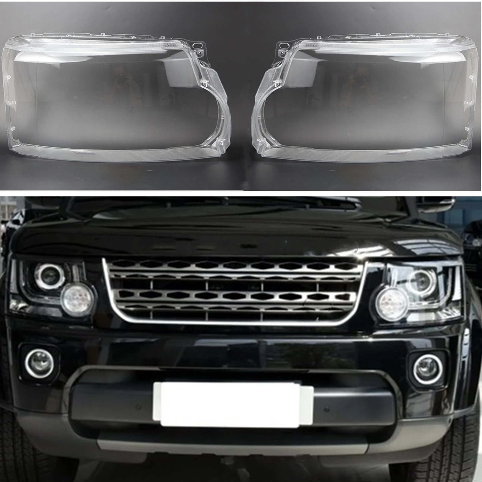 

Pair Headlamp Headlight Lens Cover For Land Rover LR4 Discovery 4 2014-2016 Clear Car Front Head Light Lamp Cap Case Shade Shell