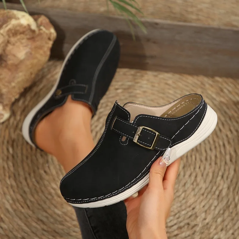 

Women's Casual Baotou Slippers 2025 Summer New Fashion Closed Toe Sandals Ladies Wedges Platform Shoes Slides Zapatos De Mujer