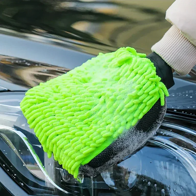 Car Wash Gloves Car Wash Double-faced Microfiber Chenille Gloves Thick Car Cleaning Mitt Wax Detailing Brush Auto Detailing