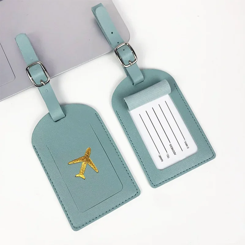 PU Leather Fashion Candy Dopamine Color Scheme Stamping Airplane with Signature Paper Aircraft Luggage Tag Baggage Tags