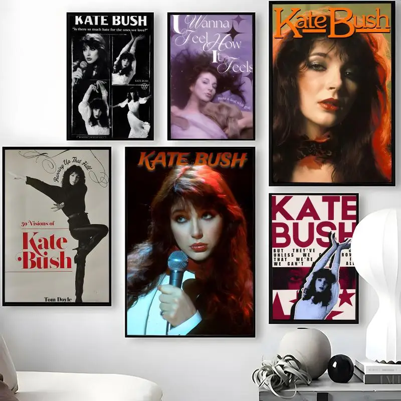 Singer K-kate B-Bush Poster, wasserfeste, selbstklebende Wandkunst-Aufkleber, abnehmbare Wanddekoration für Wohnzimmer und Schlafzimmer