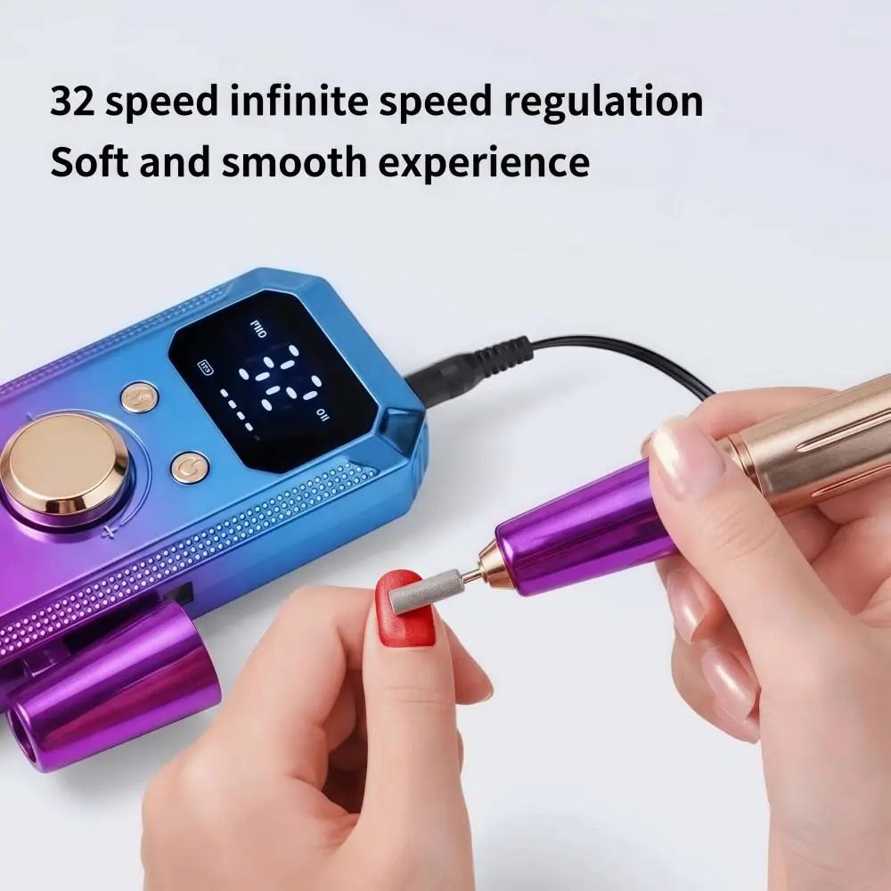 32 Speeds Electric Nail Polishing Grinder LED Display Portable Electric Nail File Rechargeable Multifunctional Nail Grinder