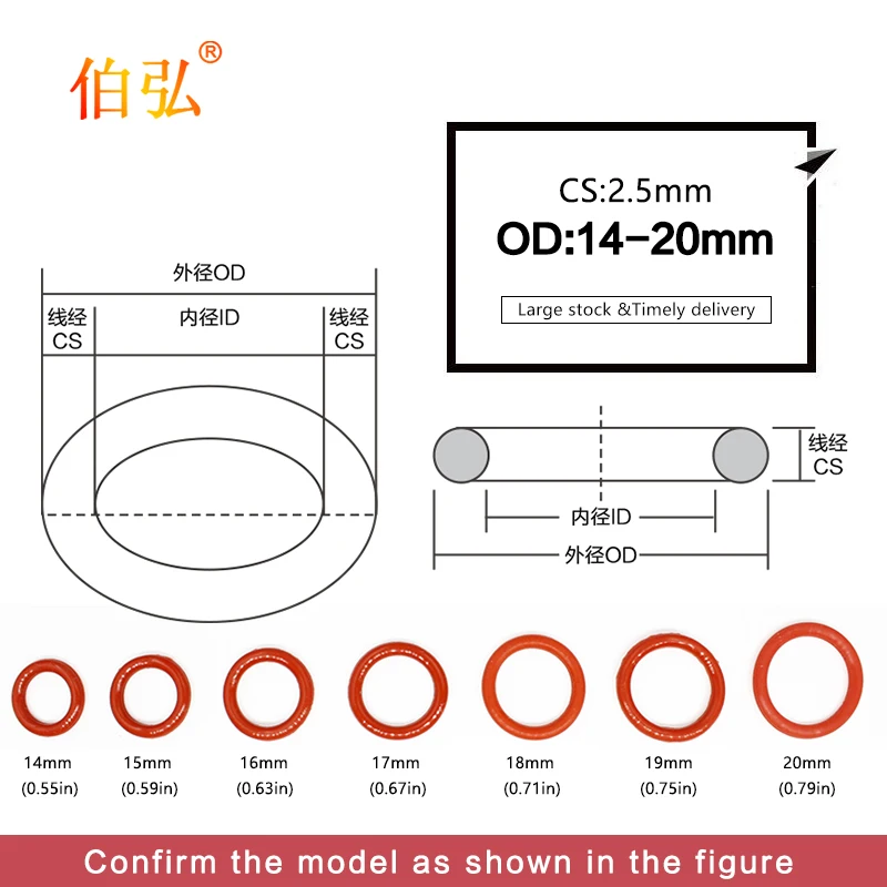 CS2/2.5/2.8mm Vermelho VMQ espessura borracha de silicone O-rings selos arruela de junta resistente à temperatura anel de silicone macio à prova d'água