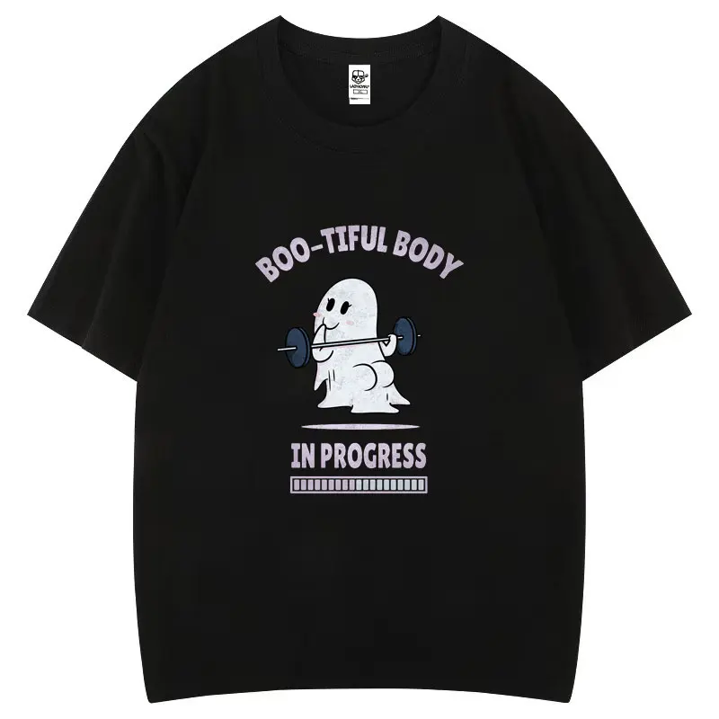 

Забавная хлопковая футболка Boo-tiful Body in Progress, креативные уникальные топы в стиле панк с комиксами Y2k, подарок с героями мультфильмов, летняя футболка для отдыха с узором