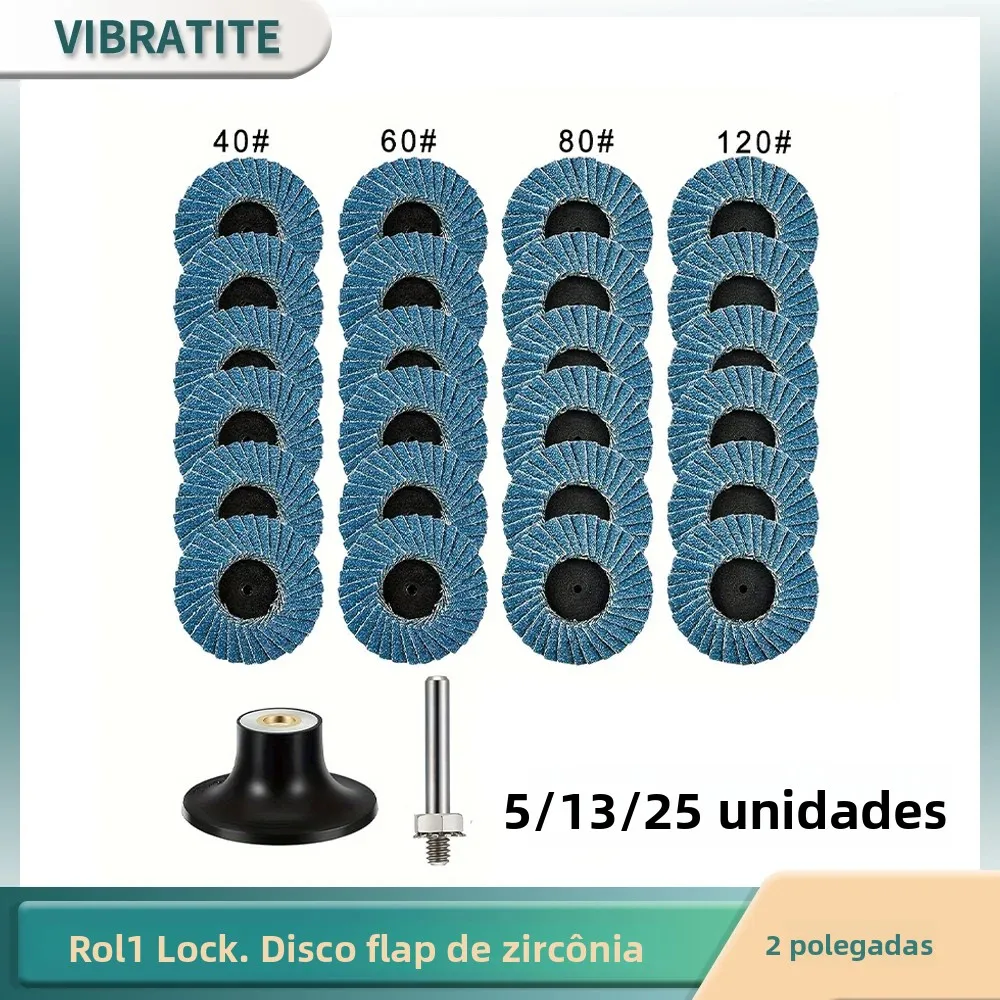 5/13/25 pces 2 polegadas rolo bloqueio zircônia flap disco conjunto 40/60/80/120grit para moagem polimento com rebarbas remoção de ferrugem remoção de pintura