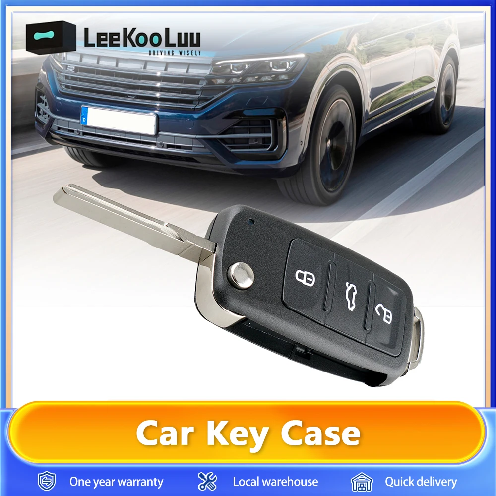 LeeKooLuu clés de voiture vierges pour coccinelle/Caddy/Eos/Golf/Jetta/Polo/Scirocco/Tiguan/Touran pour VW coque de clé de voiture rabattable à distance 3 boutons