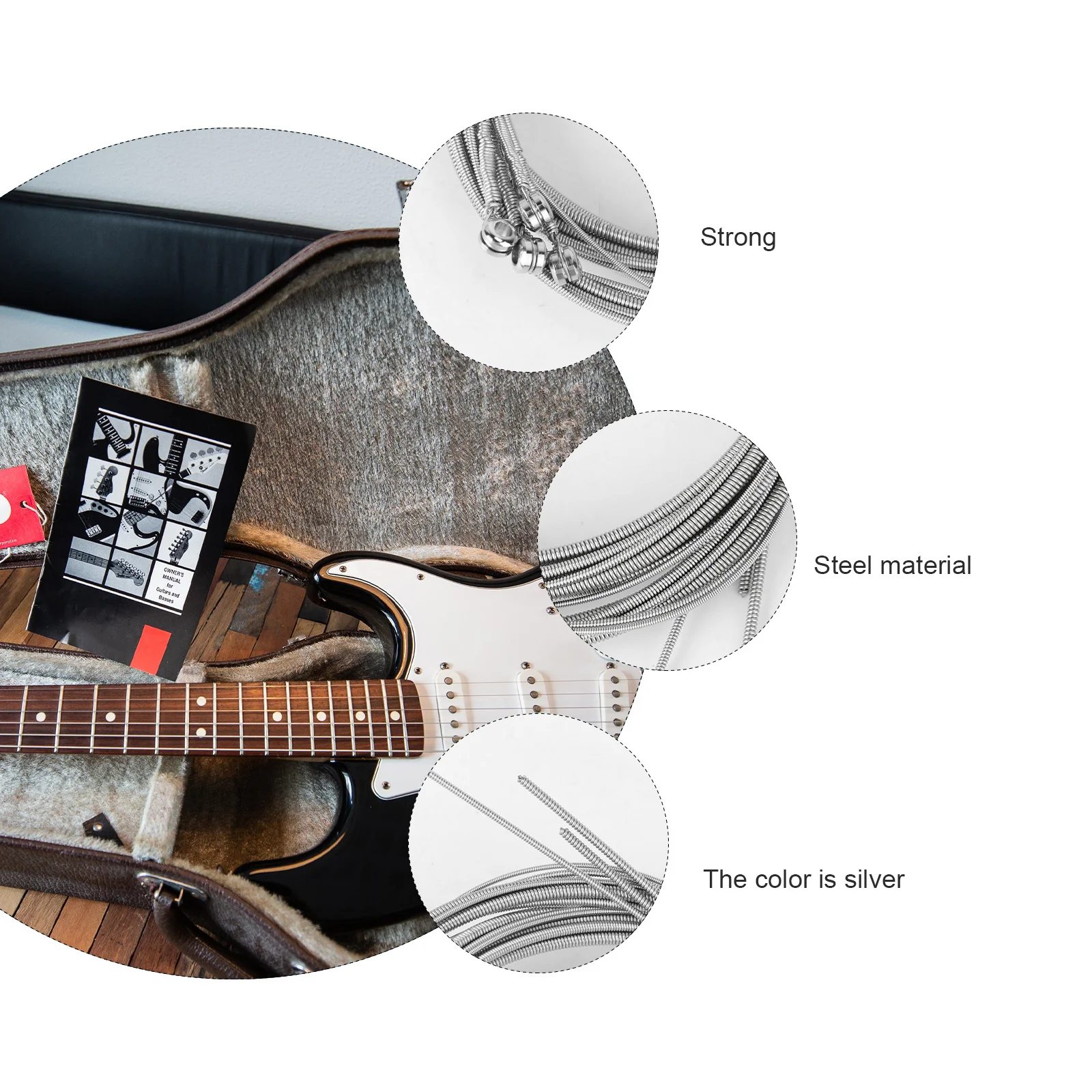مجموعة 5 قطع من أوتار باس الفولاذ الفضي لاستبدال جيتار باس مكون من 5 أوتار، حزمة متينة، هدية مثالية للمبتدئين في الجيتار