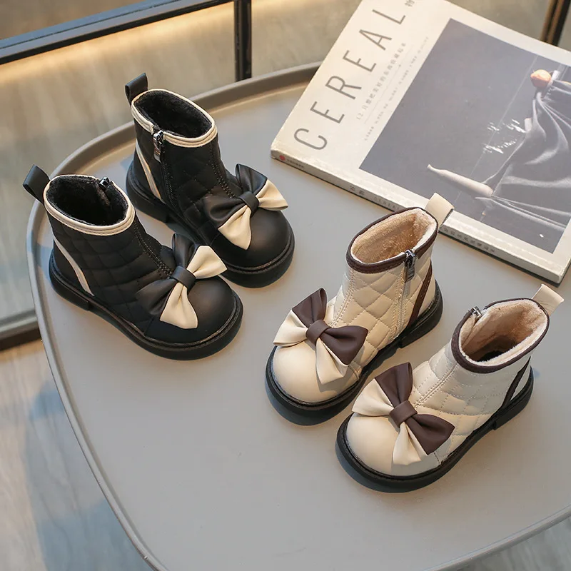 

Детские милые сапоги с узлом-бабочкой, морозостойкая обувь, зимняя студенческая праздничная обувь для вечеринок, хлопковая обувь принцессы для девочек