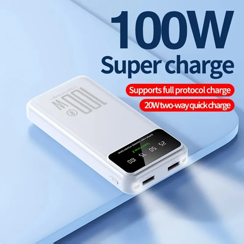 

20000mAh High Capacity 100W Fast Charging Power Bank Portable Charger Battery Pack Powerbank for IPhone Huawei Samsung Xiaomi
