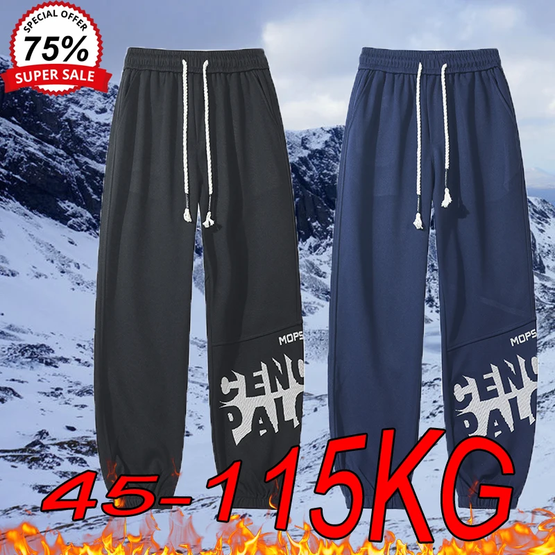 Plus Size Casual Pants Men's Autumn Winter Plus Velvet Warm Printing Design Joggers Big Size Simple Cold Protection Sweatpants