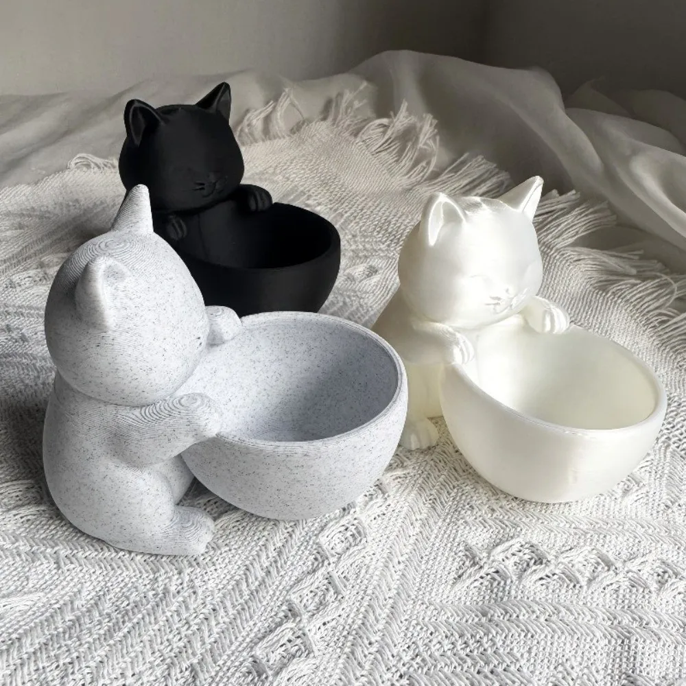 Plant Container Ornaments Cat-Shaped Planter Pot 3D Printed Desktop Storage Cacti Plant Pot Garden Decor Small Flowerpot Office