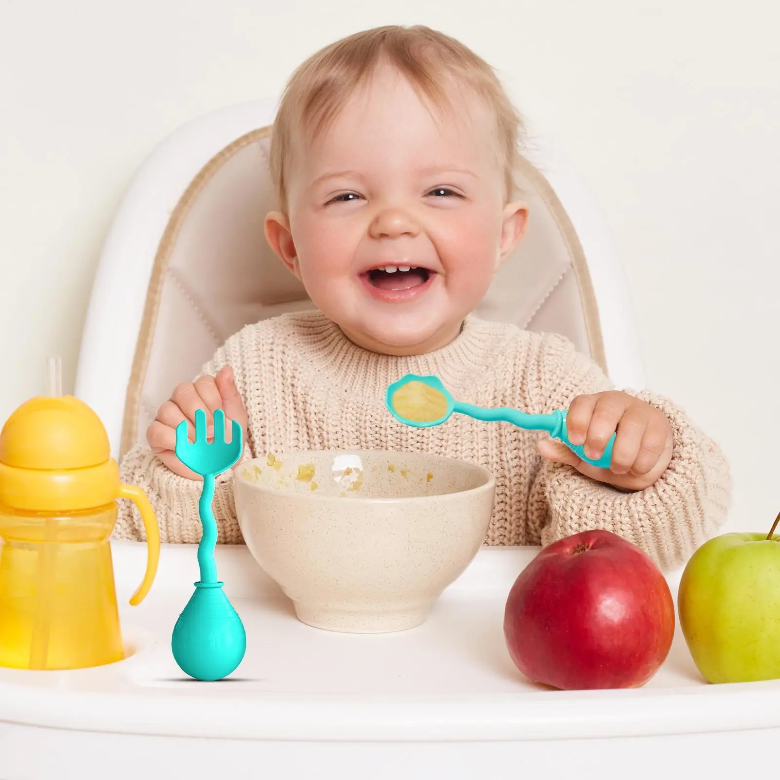 Cucharas para chico, utensilios no pegajosos para niños, utensilios aislados para bebé para la escuela, restaurante, Camping, cocina, sala de estar