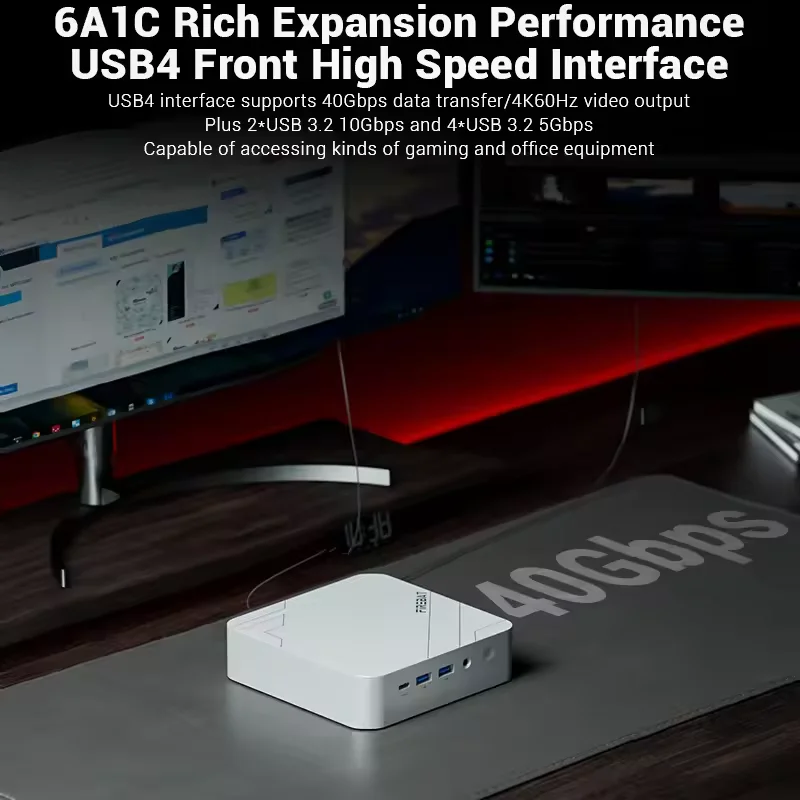 Mini PC Firebat F1 AMD Ryzen 5 7640HS 16 GB DDR5-5600 512 GB SSD Windows 11 Wi-Fi 6 BT5.2 USB4.0 Mini computer desktop da gioco